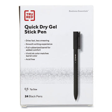 TRU RED™ Quick Dry Gel Pen, Stick, Fine 0.5 Mm, Black Ink, Black Barrel, 24-pack freeshipping - TVN Wholesale